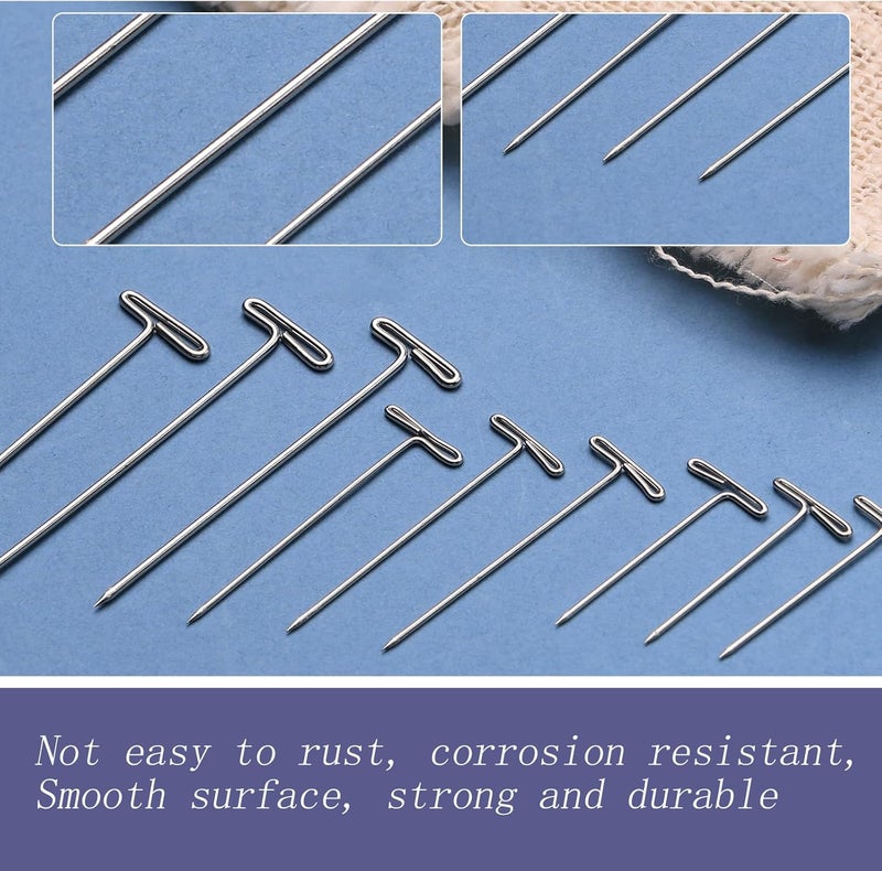 QMNNMA T Pins, 100 Pack 2 inch Sewing Pins for Blocking Knitting, Stainless Steel Push Kit with Clear Box for Foam Head, Sewing, Crocheting and Modelling - Image 3